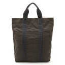 HERMES エルメス エールライン カバス トートバッグ 縦長 キャンバス グレー ブラック 黒 【中古】