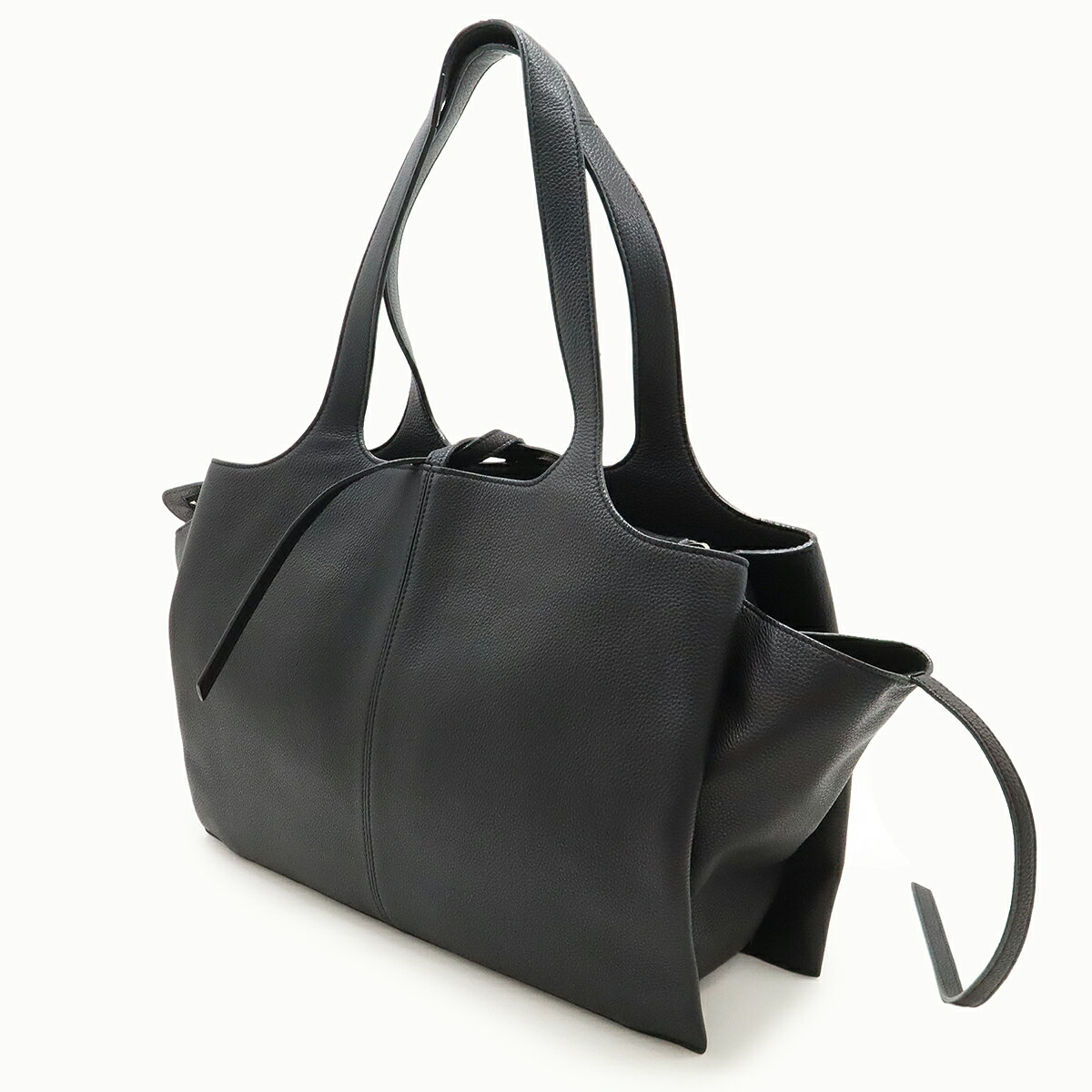 CELINE セリーヌ トライフォールド ミディアム トートバッグ ショルダーバッグ レザー ブラック 黒 178883 【中古】
