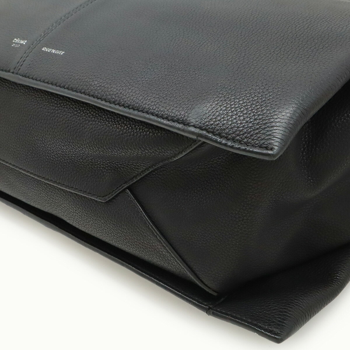 CELINE セリーヌ トライフォールド ミディアム トートバッグ ショルダーバッグ レザー ブラック 黒 178883 【中古】