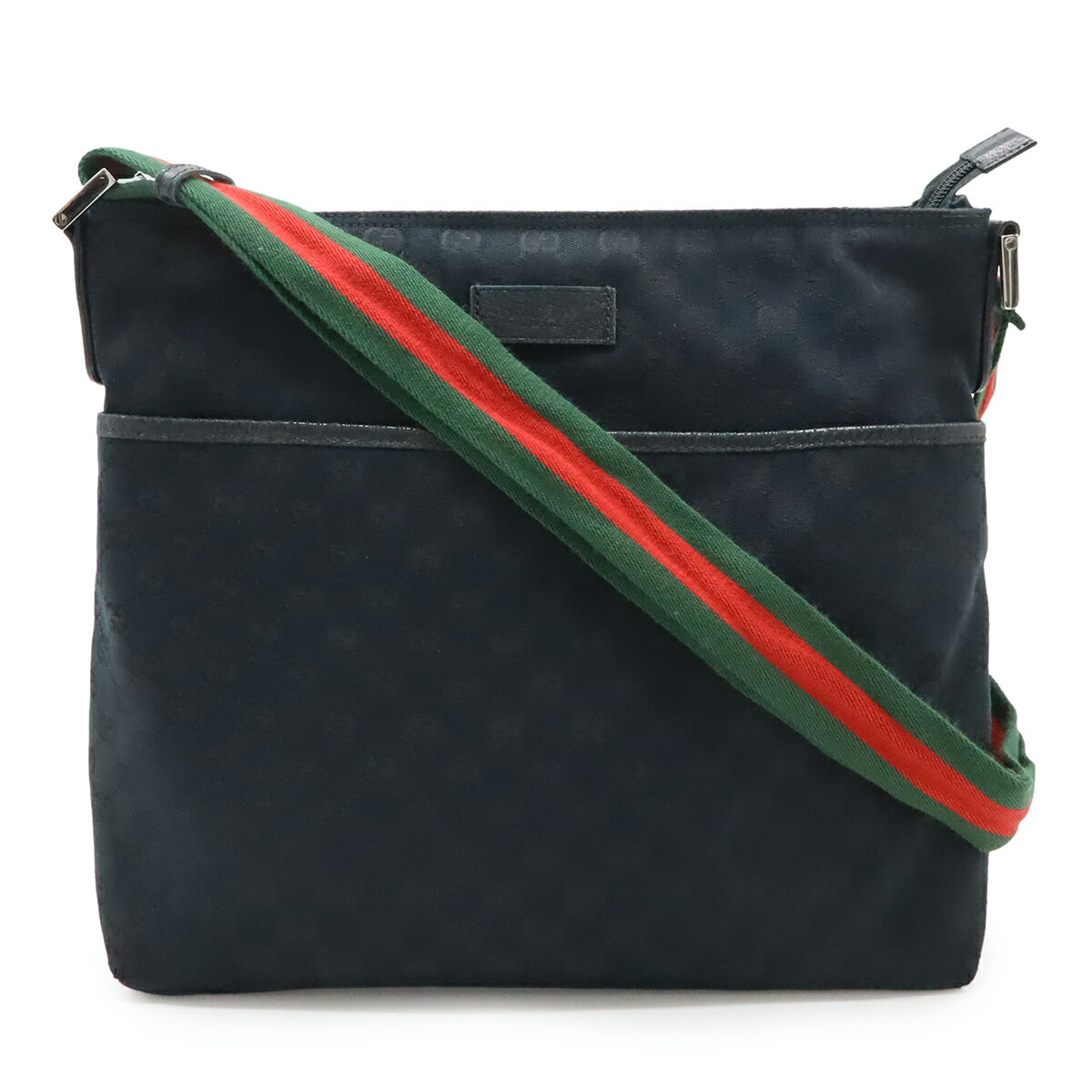 GUCCIショルダーバッグ ブラック 緑赤ストライプ GUCCI（グッチ） ショルダーバッグ ウェビング シェリーライン 631199