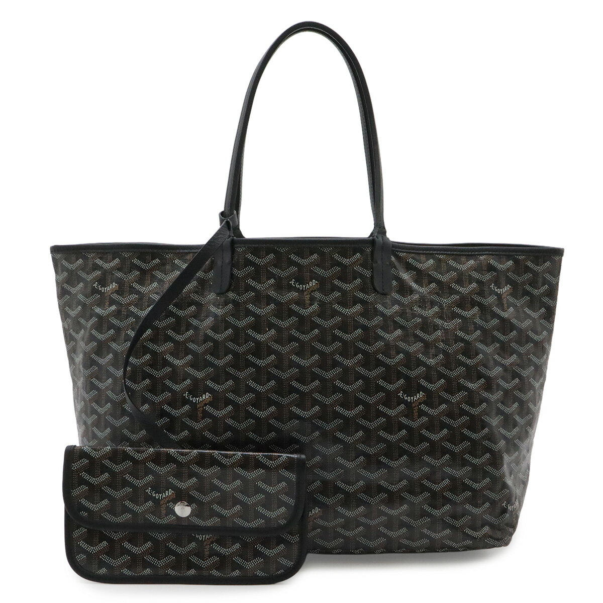 GOYARD - GOYARD ゴヤール サンルイPM トートバッグ ショルダーバッグ コーティングキャンバス レザー ブラック 黒 ブラウン 茶 ホワイト ポーチ付き 【中古】