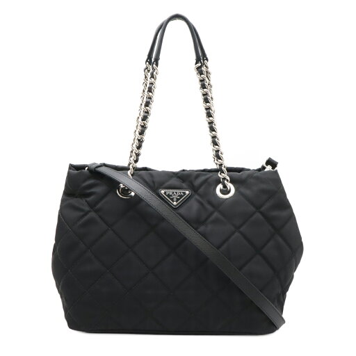 PRADA プラダ テスート トライアングルロゴ キルティング ショルダーバッグ チェーンショルダー 2WAY ナイロン レザー NERO ブラック 1BG740 【中古】 PRADA プラダ テスート トライアングルロゴ キルティング ショルダーバッグ チェーンショルダー 2WAY ナイロン レザー NERO ブラック 1BG740 【中古】