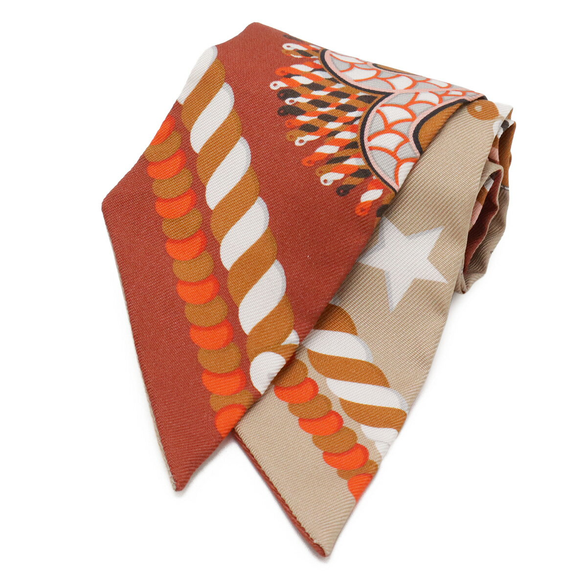 HERMES エルメス ツイリー ツイル トゥイリー スカーフ バッグアクセサリー エポレット ドゥ ガラ Epaulettes de Gala シルク100% テラコッタ 