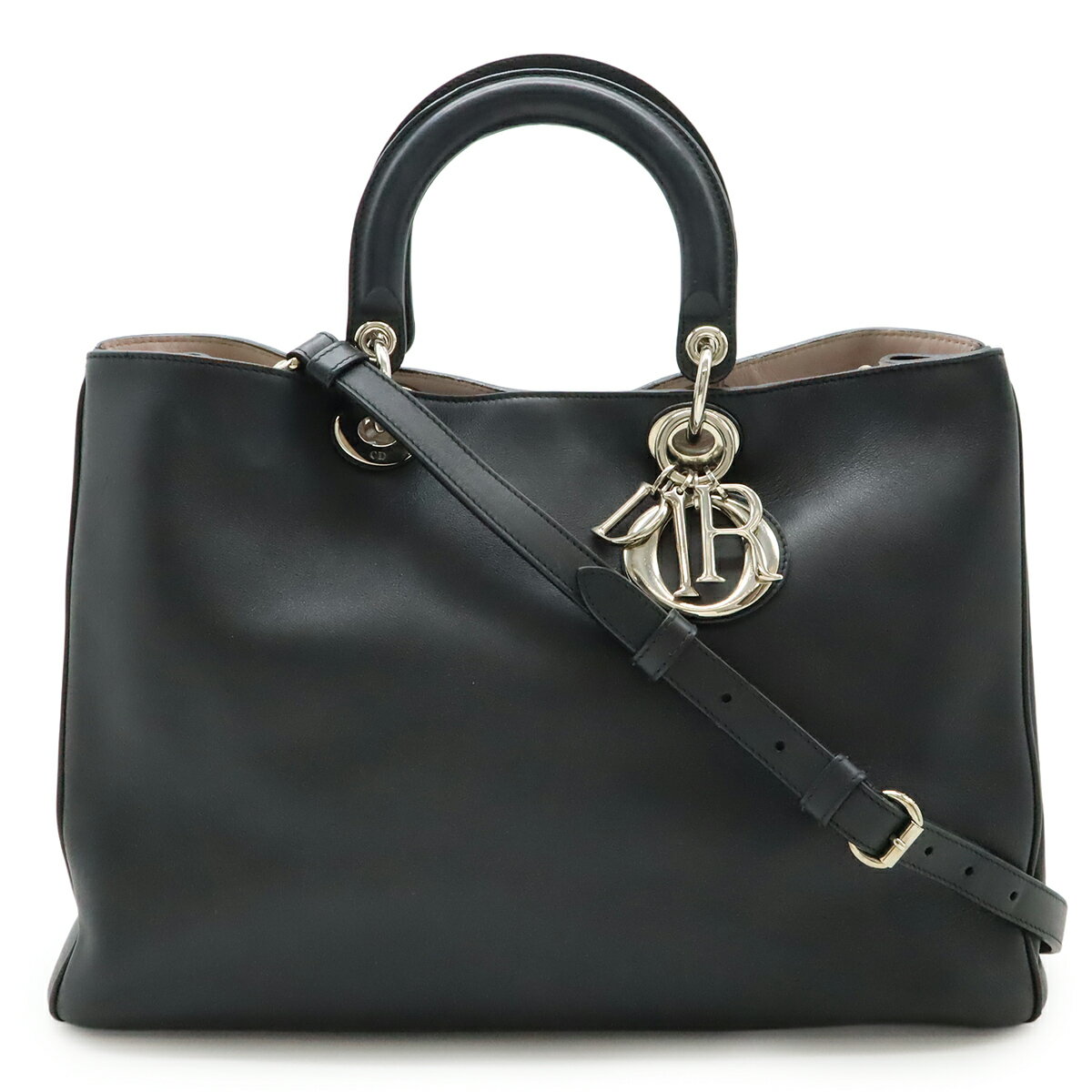 Christian Dior クリスチャン ディオール ディオリッシモ トートバッグ ハンドバッグ 2WAY ショルダーバッグ レザー ブラック 黒 シルバー金具 【中古】