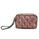 CHANEL シャネル ココビーチ マルチポーチ メイクポーチ 化粧ポーチ 小物入れ キャンバス レザー ピンク グレー シルバー金具 【中古】