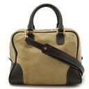 LOEWE ロエベ アマソナ27 ハンドバッグ 2WAY ミニボストンバッグ スエード レザー ベージュ ダークブラウン ゴールド金具 【中古】