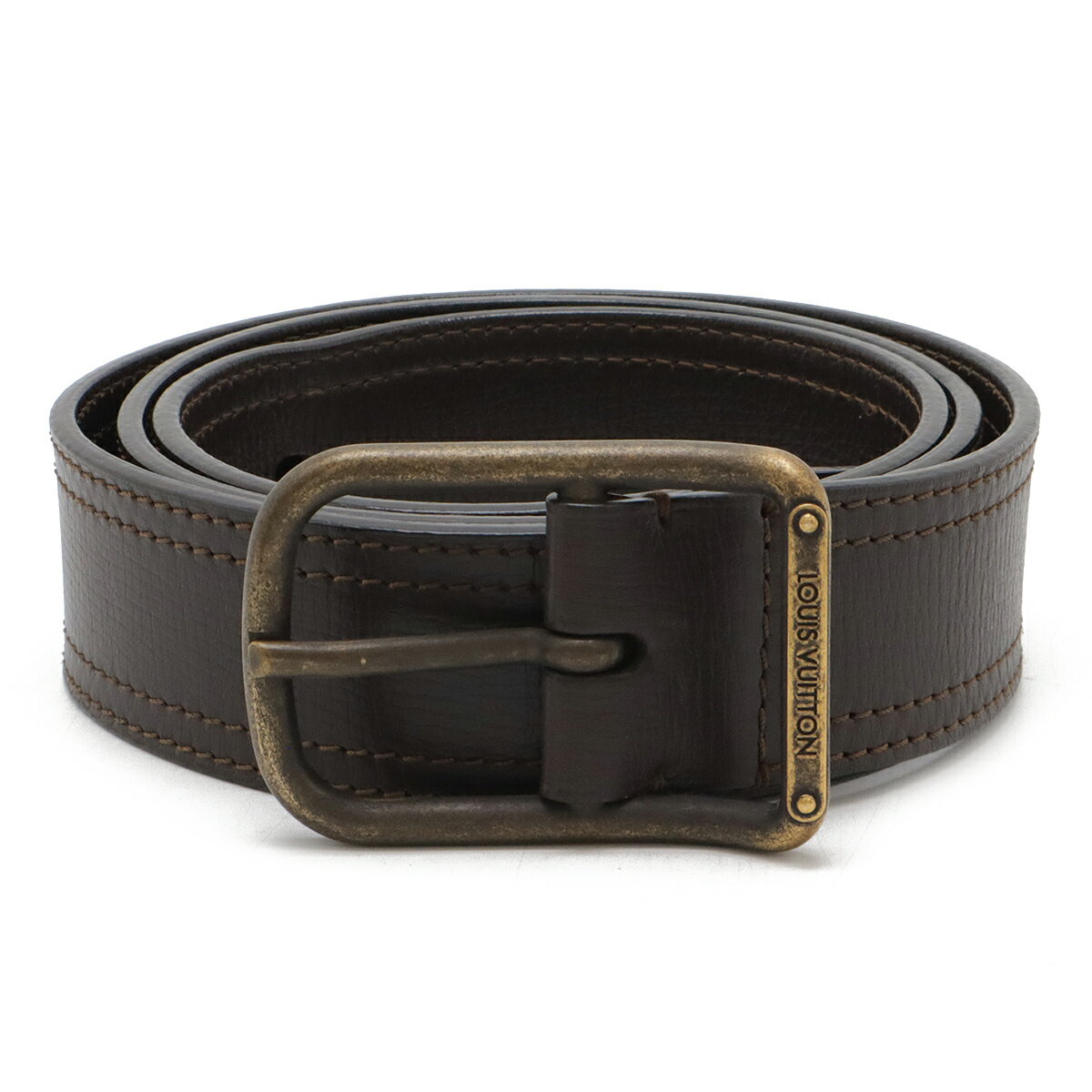 LOUIS VUITTON ルイ ヴィトン ユタ サンチュール ダコタ 40MM ベルト アンティーク調 ブラウン #110 ゴールド金具 M9802Q 【中古】