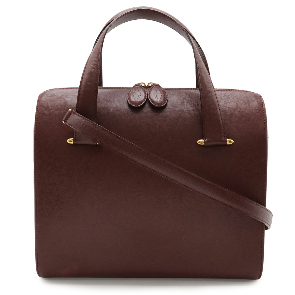 Rakuten - Cartier カルティエ マストライン トートバッグ ハンドバッグ 2WAY ショルダーバッグ レザー ボルドー ゴールド金具 【中古】