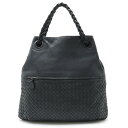 【バッグ】BOTTEGA VENETA ボッテガ ヴェネタ ボッテガベネタ イントレチャート トートバッグ ハンドバッグ 編み込みハンドル レザー ダークグレー 【中古】