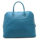 HERMES エルメス ボリード リラックス45 ボストンバッグ ハンドバッグ 旅行カバン ヴォーシッキム レザー ブルーイズミール □Q刻印 【中古】