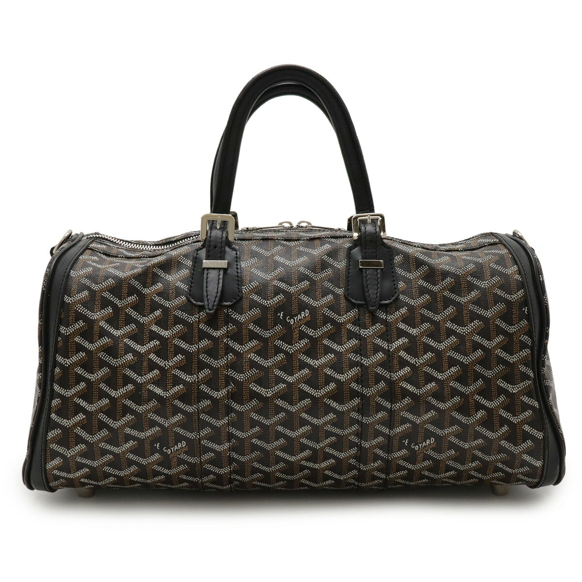 GOYARD ゴヤール クロワジュール40 ハンドバッグ ミニボストンバッグ ヘリンボーン柄 PVC ブラック 黒 ブラウン シルバー金具 ストラップ欠品 【中古】