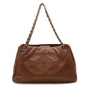 CHANEL シャネル サイドマトラッセ ココマーク チェーンショルダーバッグ トートバッグ キルティング レザー ブラウン 茶 シルバー金具 【中古】