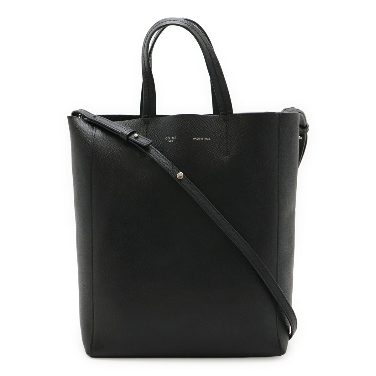 CELINE セリーヌ バーティカルカバ スモール トートバッグ ハンドバッグ 2WAY ショルダーバッグ レザー ブラック 黒 189813 【中古】