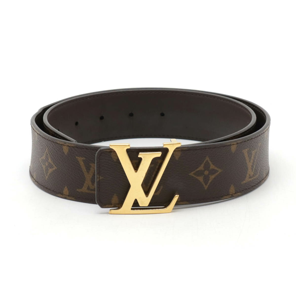 LOUIS VUITTON ルイ ヴィトン モノグラム サンチュール LV イニシアル ベルト リバーシブル レザー ブラウン #80 ゴールド金具 M0323W 【中古】