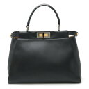 【バッグ】FENDI フェンディ ピーカブー ハンドバッグ レザー ブラック 黒 ゴールド金具 シルバー金具 8BN226 ショルダーストラップ欠品 【中古】