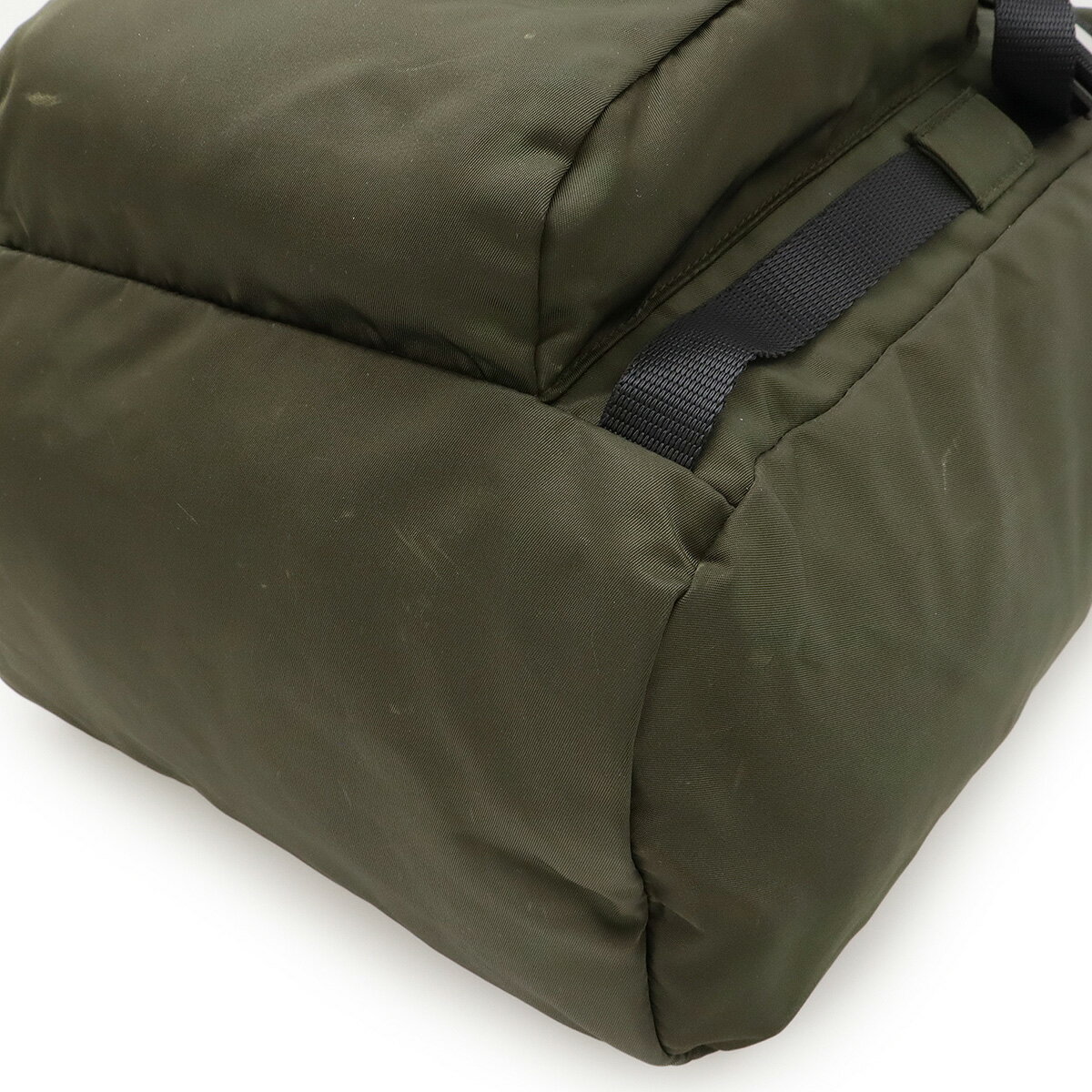 PRADA プラダ リュックサック バックパック デイパック ナイロン MIMETICO カーキ シルバー金具 V135 【中古】