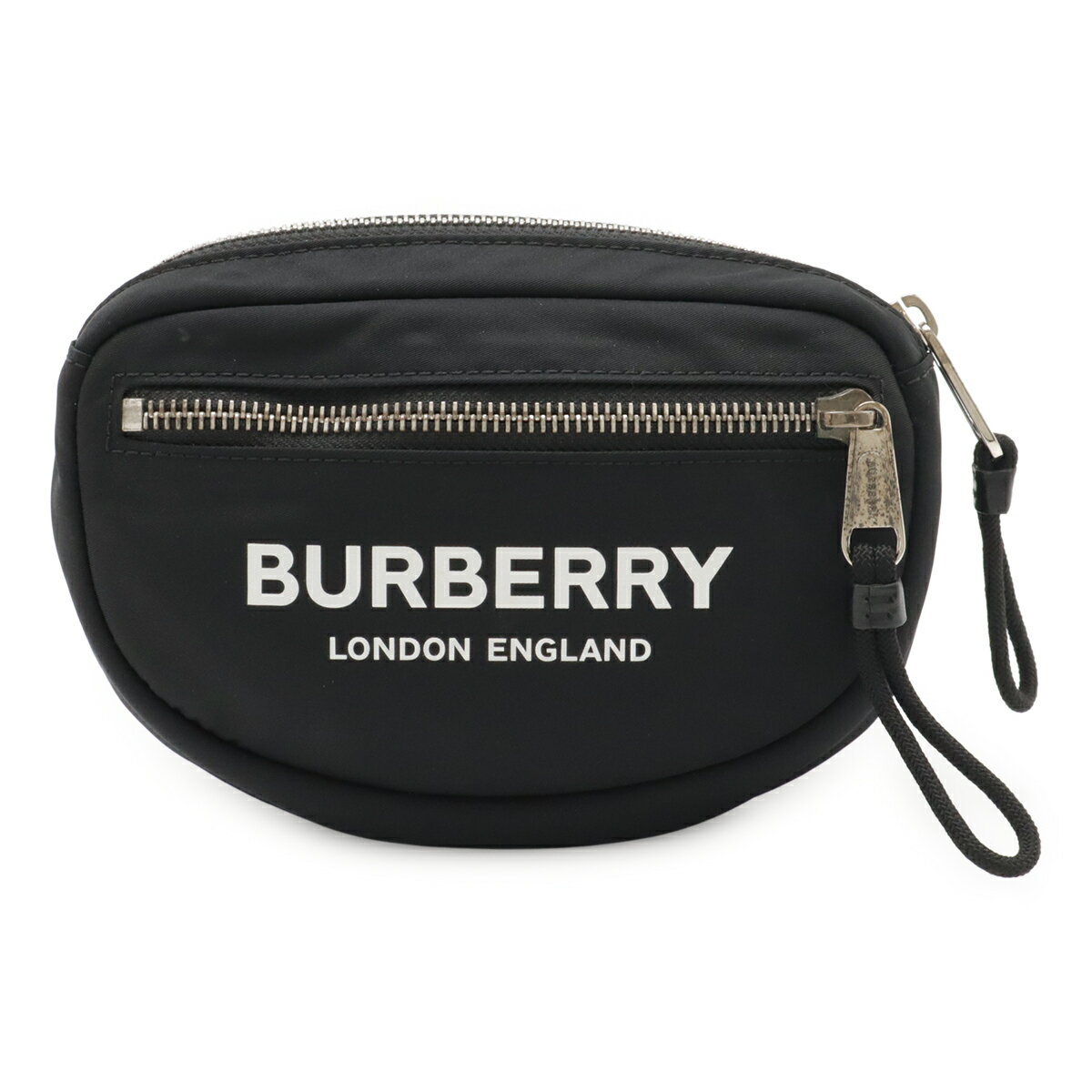 BURBERRY バーバリー ML CANNON キャノン ロゴプリント ボディバッグ バムバッグ ウエストポーチ ナイロン レザー ブラック 黒 【中古】