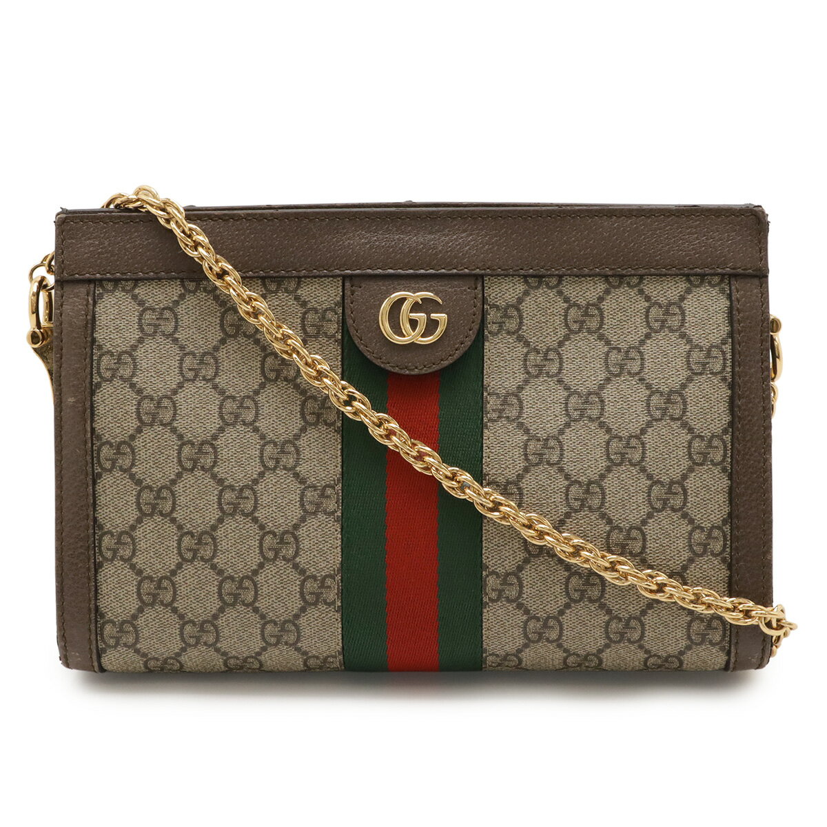 Rakuten - GUCCI グッチ オフィディア GGスプリーム シェリーライン スモール チェーンショルダーバッグ PVC レザー ベージュ ブラウン 503877 【中古】