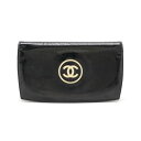 CHANEL シャネル メイクアップ ココマーク 2つ折長財布 二つ折り長財布 エナメル パテントレザー ブラック 黒 A47711 【中古】