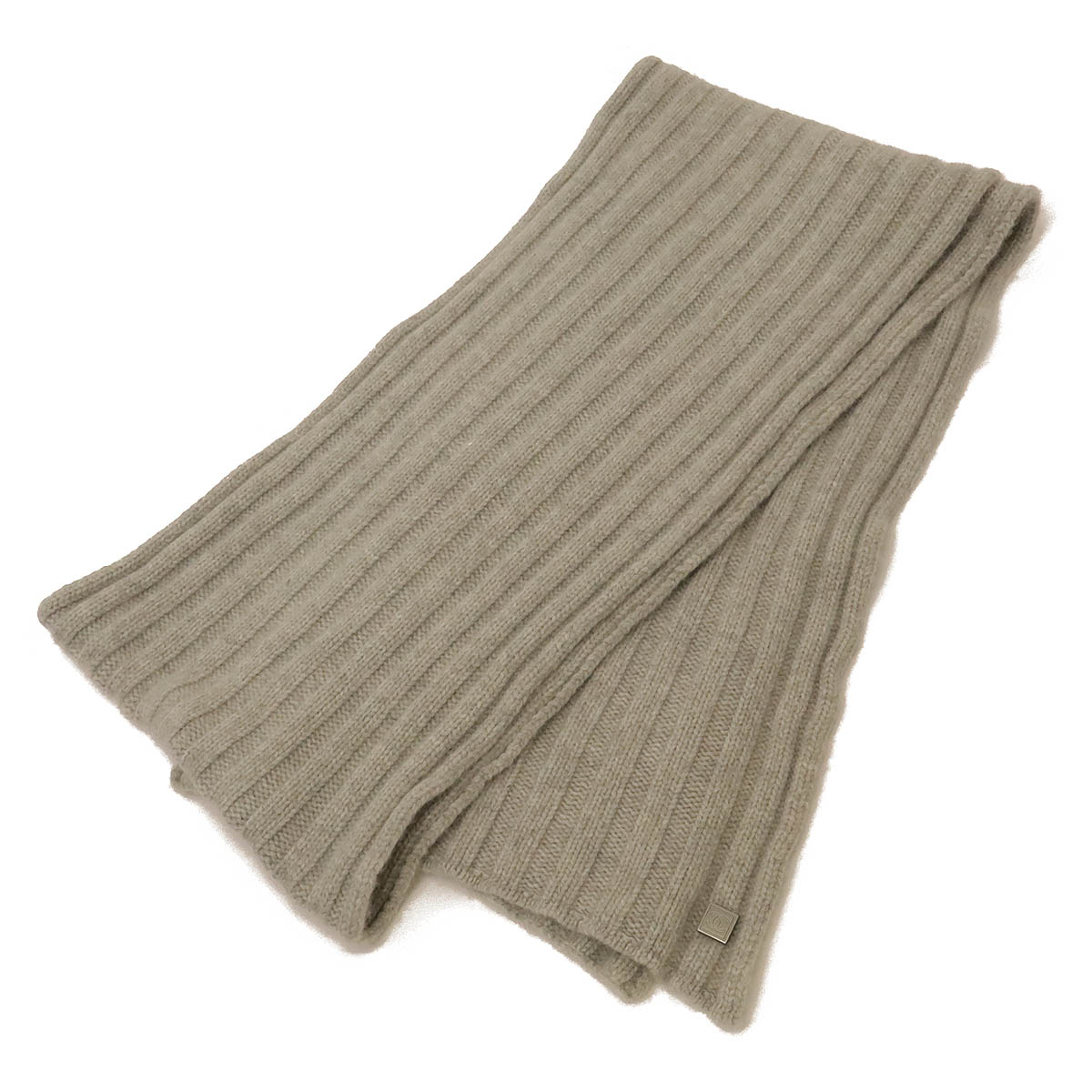 【アパレル】CHANEL シャネル シャネルスポーツ ココマーク ニット マフラー ロングマフラー リブ編み ウール ライトグレー 【中古】