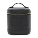 CHANEL シャネル ココマーク バニティバッグ ハンドバッグ 化粧ポーチ コスメポーチ キャビアスキン レザー ブラック 黒 ゴールド金具 A01998 【...