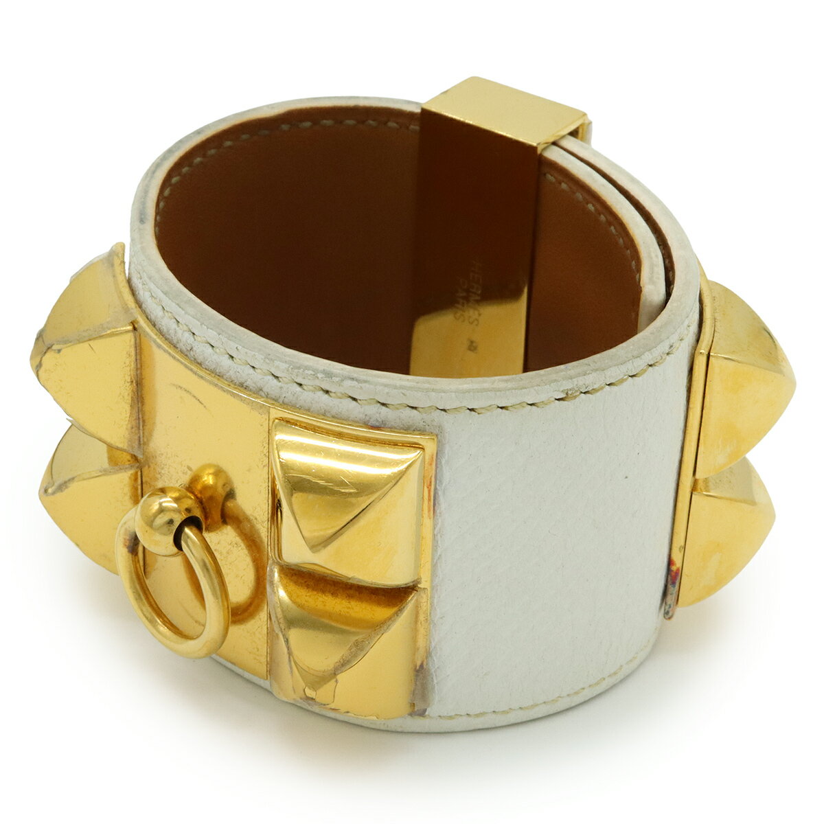 HERMES エルメス バングル メタル レザー ゴールド メドール　スタッズ HERMES エルメス バングル メタル レザー ゴールド メドール スタッズ