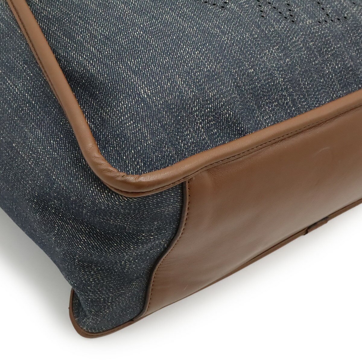 STELLA McCARTNEY ステラ マッカートニー ステラ ロゴ トートバッグ ショルダートート 肩掛け デニム レザー インディゴ ブラウン 茶 502793 W8433 【中古】