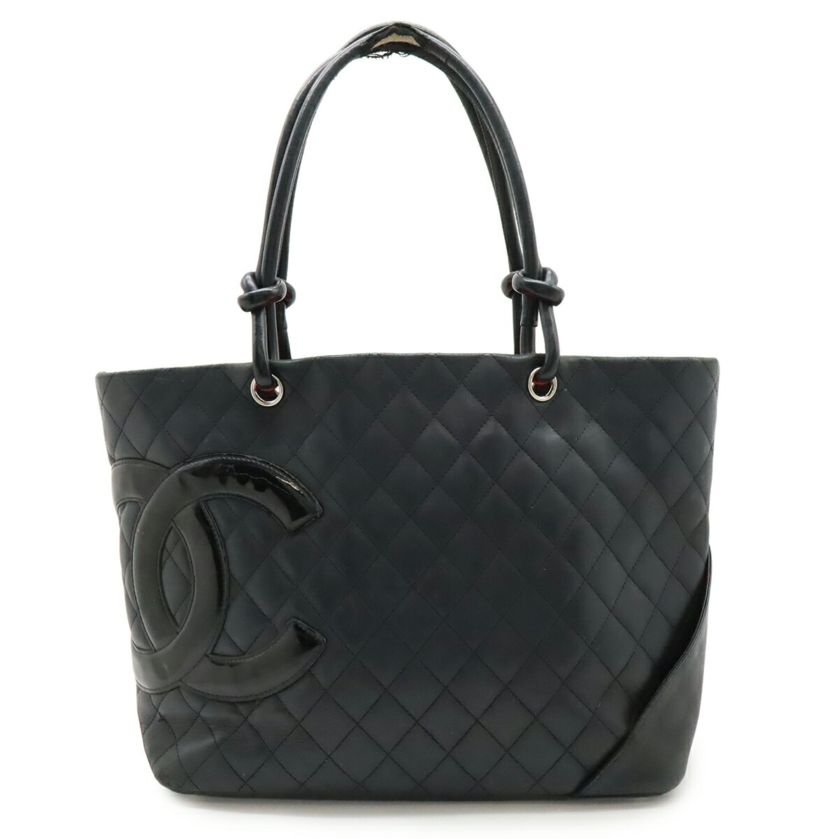 CHANEL シャネル カンボンライン ココマーク ラージトート トートバッグ ショルダーバッグ ソフトカーフ レザー ブラック 黒 ピンク A25169 【中古】