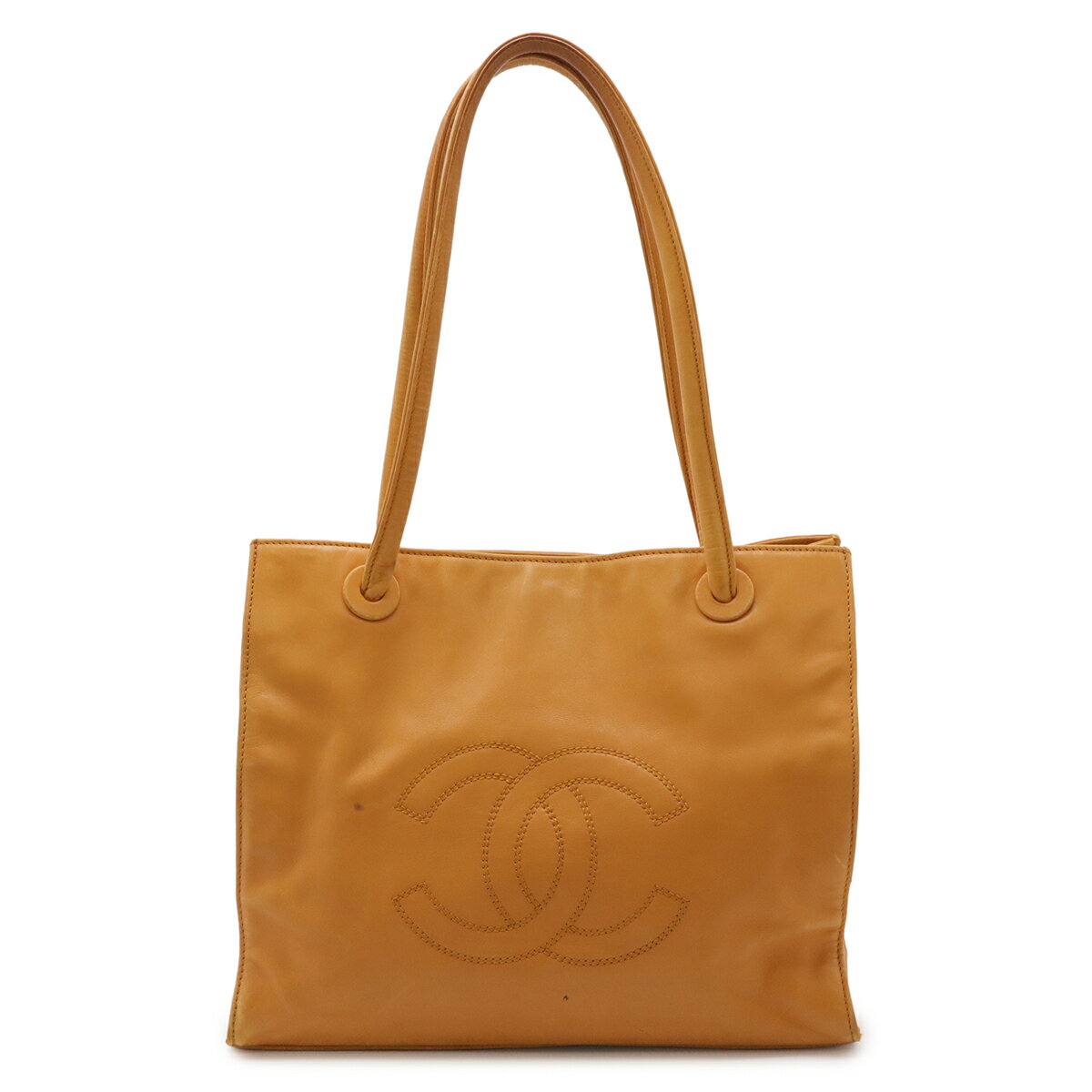 CHANEL シャネル ココマーク トートバッグ ショルダーバッグ セミショルダー 肩掛け レザー マスタード イエロー系 【中古】