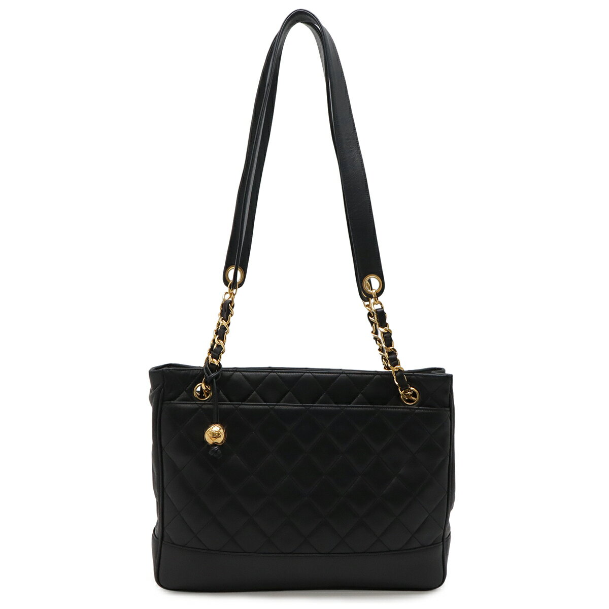 Rakuten - CHANEL シャネル マトラッセ ココボール チェーントート トートバッグ ショルダーバッグ ラムスキン レザー ブラック 黒 ゴールド金具 【中古】