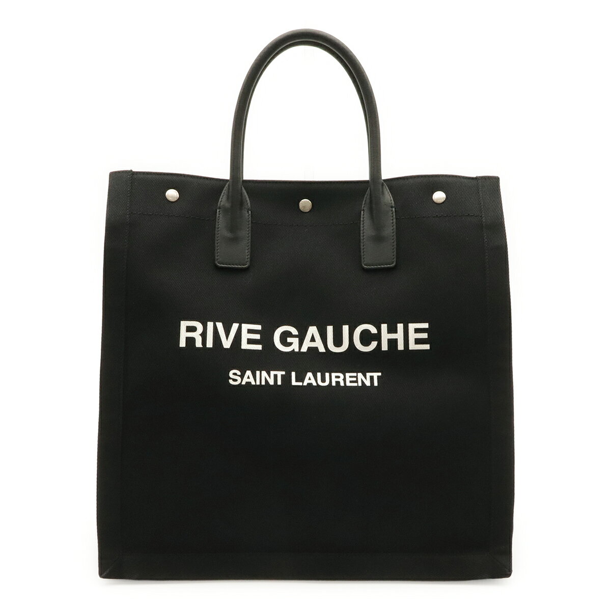 SAINT LAURENT PARIS サン ローラン パリ YSL イブサンローラン RIVE GAUCHE カバ リヴ ゴーシュ トートバッグ キャンバス レザー ブラック 632539 【中古】