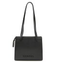 CHANEL シャネル ロゴ トートバッグ ショルダーバッグ セミショルダー 肩掛け キャビアスキン レザー ブラック 黒 ゴールド金具 【中古】
