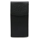 CHANEL シャネル ココマーク メガネケース 眼鏡 マルチケース ペンケース 携帯ケース キャビアスキン レザー ブラック 黒 ゴールド金具 【中古】