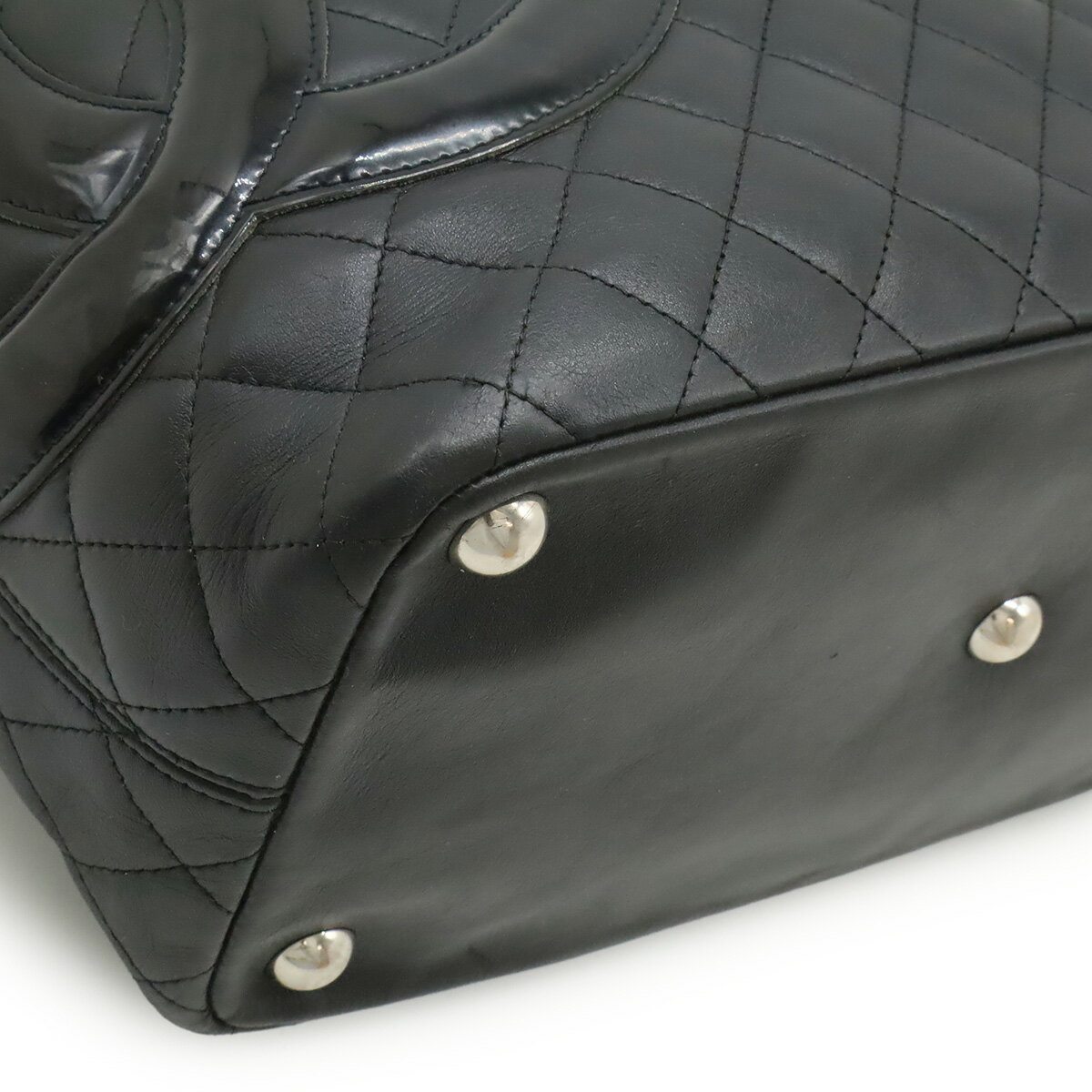 CHANEL シャネル カンボンライン ココマーク ラージトート トートバッグ ショルダーバッグ ソフトカーフ エナメル ブラック 黒 ピンク A25169 【中古】