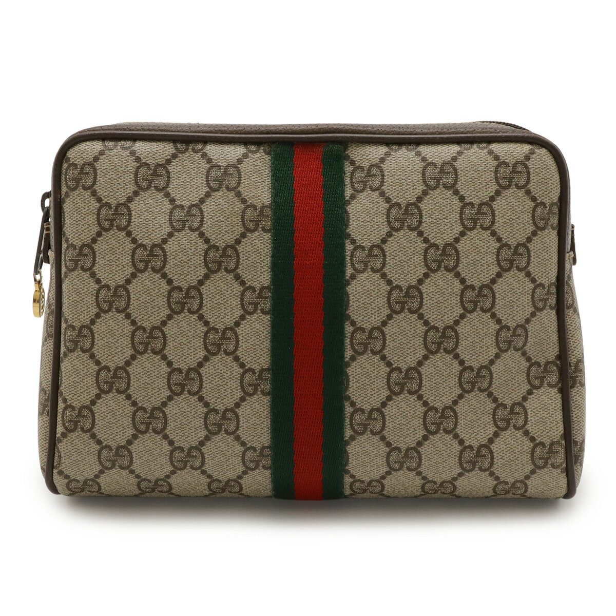 GUCCI グッチ オールドグッチ GGプラス シェリーライン クラッチバッグ セカンドバッグ PVC レザー ベージュ モカブラウン 010-378 【中古】