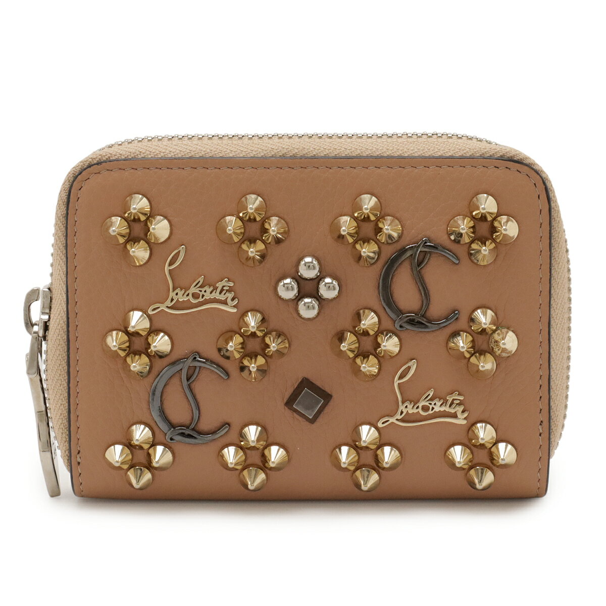 Christian Louboutin クリスチャン ルブタン パネトーネ ルビンスカイ ラウンドファスナー コインケース 小銭入れ レザー ヌード ピンク 3175223 【中古】