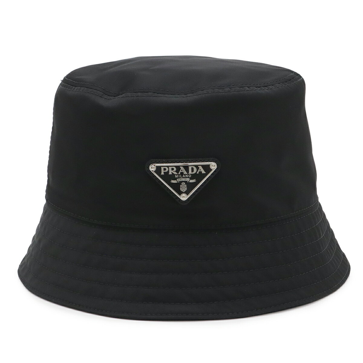 樂天商城 - PRADA プラダ トライアングルロゴ バケットハット 帽子 ナイロン NERO 黒 ブラック #M Mサイズ 1HC137 【中古】