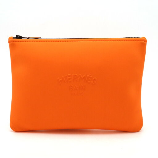 HERMES エルメス ネオバンMM クラッチバッグ ポーチ セカンドバッグ ポリアミド オレンジ ブラック 黒 【中古】 HERMES エルメス ネオバンMM クラッチバッグ ポーチ セカンドバッグ ポリアミド オレンジ ブラック 黒 【中古】