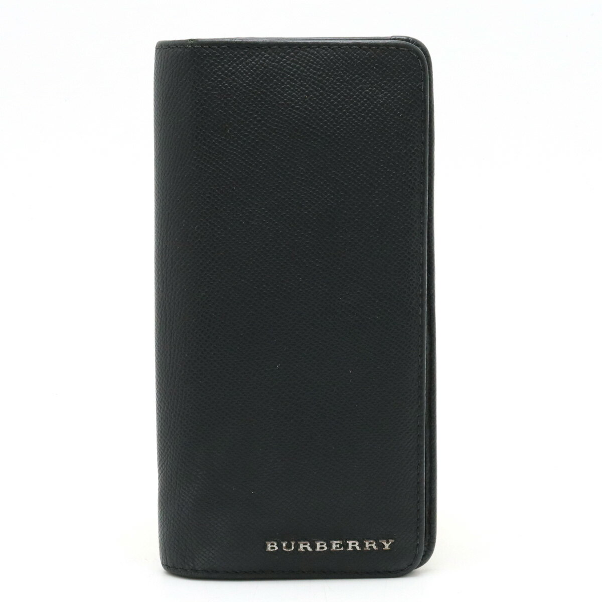 【財布】BURBERRY バーバリー 2つ折長財布 二つ折り長財布 レザー ブラック 黒 【中古】