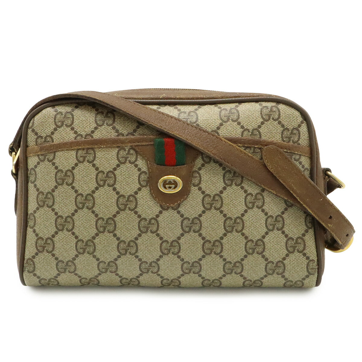 Rakuten - GUCCI グッチ オールドグッチ GGプラス シェリーライン ショルダーバッグ ポシェット PVC レザー ベージュ ブラウン 116.02.089 【中古】