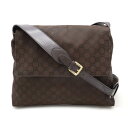 GUCCI グッチ GGナイロン ショルダーバッグ メッセンジャーバッグ 斜め掛け レザー ダークブラウン 茶 ゴールド金具 アウトレット品 272351 【中...
