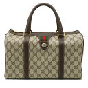 【バッグ】GUCCI グッチ オールドグッチ GGプラス シェリーライン ハンドバッグ ミニボストンバッグ PVC レザー ベージュ モカブラウン 茶 40.02.007 【中古】