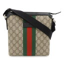 GUCCI グッチ GGスプリーム シェリーライン ウェブ フラット メッセンジャーバッグ ショルダーバッグ 斜め掛け PVC ベージュ ブラック 黒 4714...