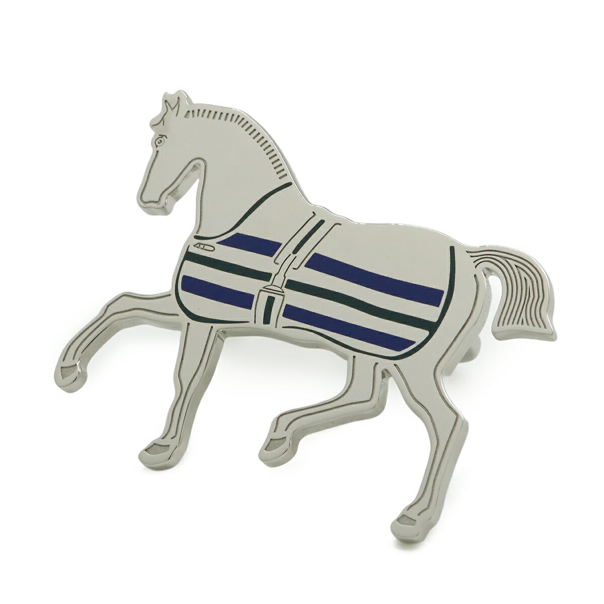 Rakuten - HERMES エルメス シュヴァル クーベルチュール スカーフリング カレリング アニマルモチーフ 馬 ホース メタル シルバー ブルーサフィール ヴェール 【中古】