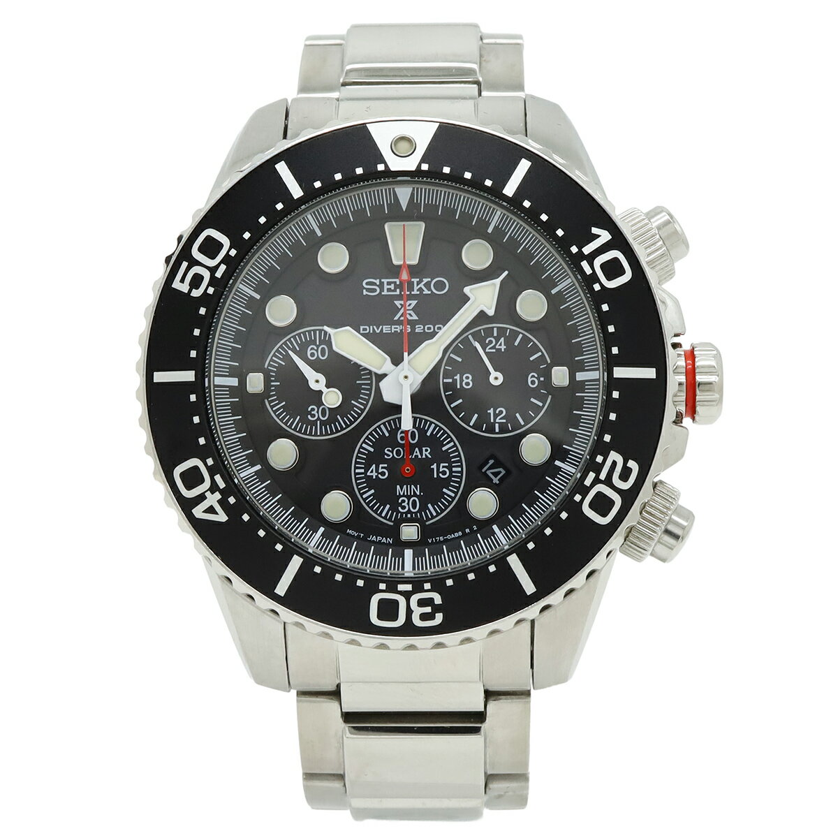 Rakuten - SEIKO セイコー PROSPEX プロスペックス ダイバース　海外モデル ブラック文字盤 メンズ ソーラー 腕時計 SSC015P1 V175-0AD0 【中古】