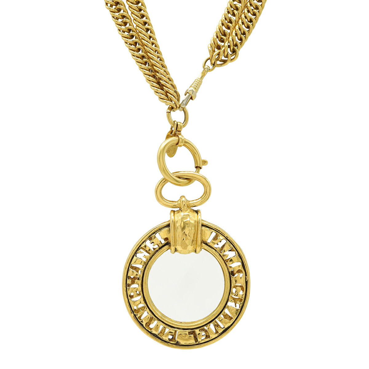 Rakuten - CHANEL シャネル ルーペネックレス Wチェーン ダブルチェーン ペンダント ロゴ サークル ラウンド ヴィンテージ GP ゴールド 【中古】