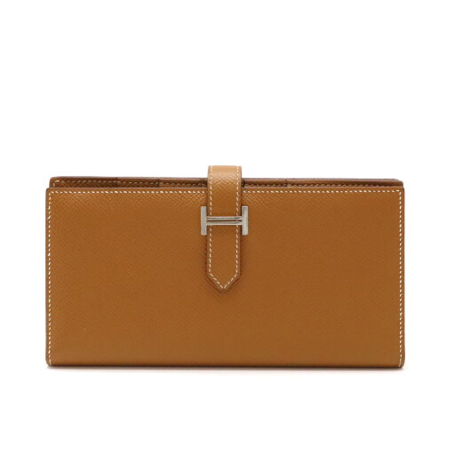 HERMES エルメス ベアンスフレ 2つ折長財布 二つ折り長財布 ヴォーエプソン レザー ゴールド ブラウン シルバー金具 U刻印 【中古】 HERMES エルメス ベアンスフレ 2つ折長財布 二つ折り長財布 ヴォーエプソン レザー ゴールド ブラウン シルバー金具 U刻印 【中古】
