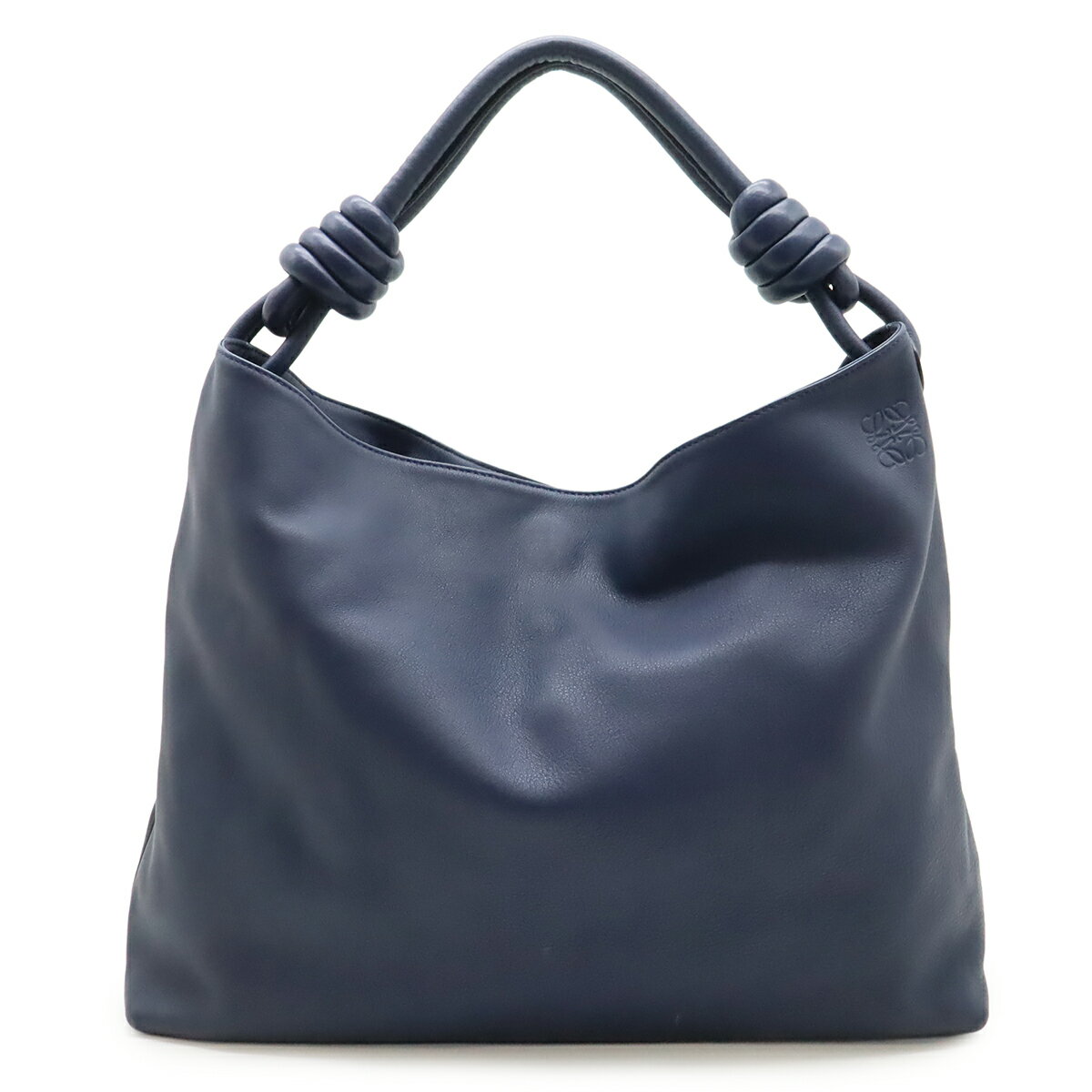 LOEWE - LOEWE ロエベ フラメンコ ホーボー アナグラム ショルダーバッグ セミショルダー ワンショルダー 肩掛け レザー ネイビー 紺 【中古】