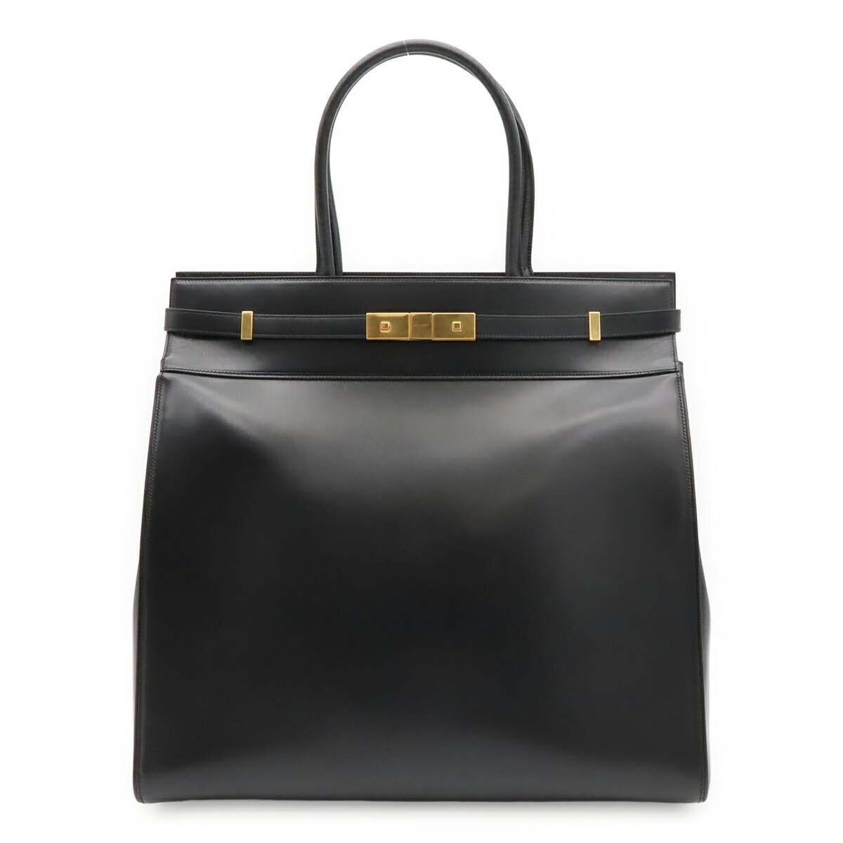SAINT LAURENT PARIS サン ローラン パリ YSL イブサンローラン マンハッタン N/S トートバッグ レザー ブラック 黒 ゴールド金具 757302 【中古】