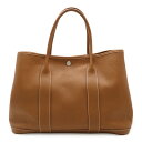 HERMES エルメス ガーデンパーティPM トートバッグ ハンドバッグ ネゴンダ レザー ゴールド キャメル シルバー金具 □L刻印 【中古】